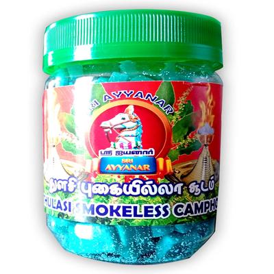 Sri Ayyanar Thulasi Smockless Camphor 200gm (1x100bott)Wb